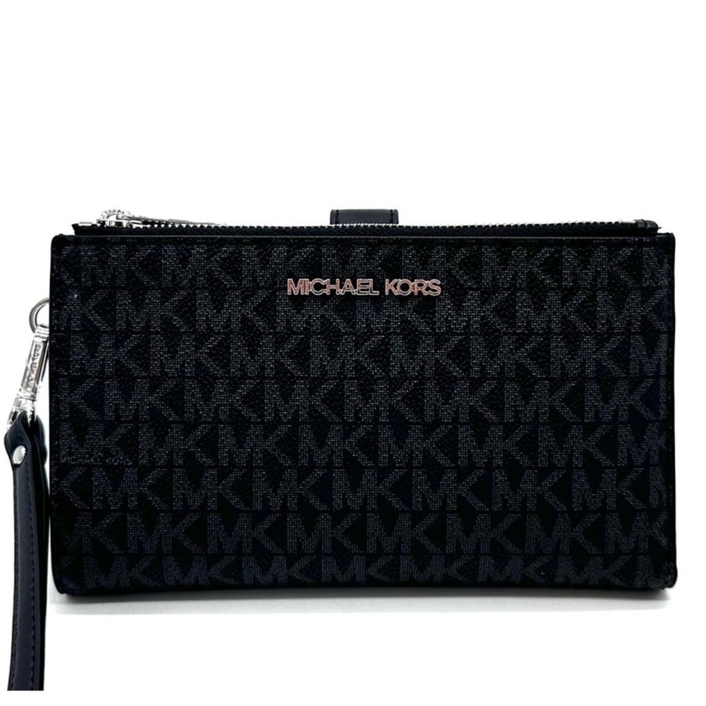 Michael Kors Large Double Zip Wallet Wristlet Black - Picture 2 of 9